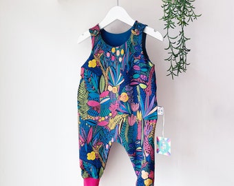 Botanical Organic Dungarees | Kids Unisex Romper | Baby Dungarees