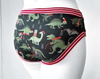 Christmas Dinosaur Adult Pants | Womens Knickers | Organic Cotton Underwear