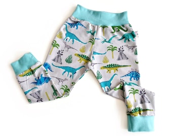 Leggings en jersey biologique dinosaure | Vêtements unisexes pour enfants | Pantalon bébé