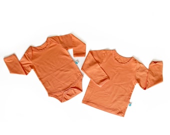 Plain Orange Organic Cotton Baby Vest | Unisex Kids Top | Ethical Clothing