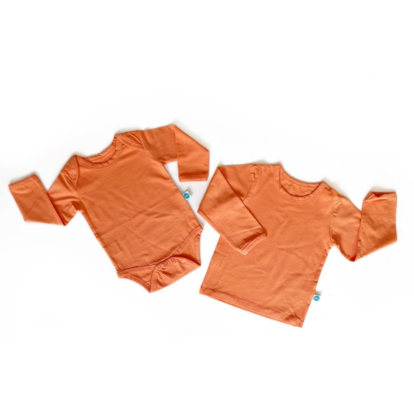 Plain Orange Organic Cotton Baby Vest | Unisex Kids Top | Ethical Clothing