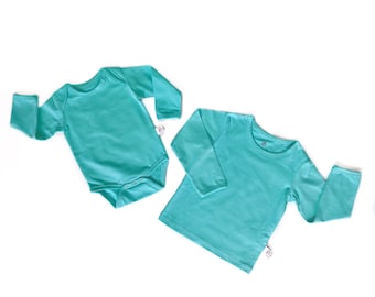 Plain Turquoise Organic Cotton Baby Vest | Unisex Kids Top | Ethical Clothing