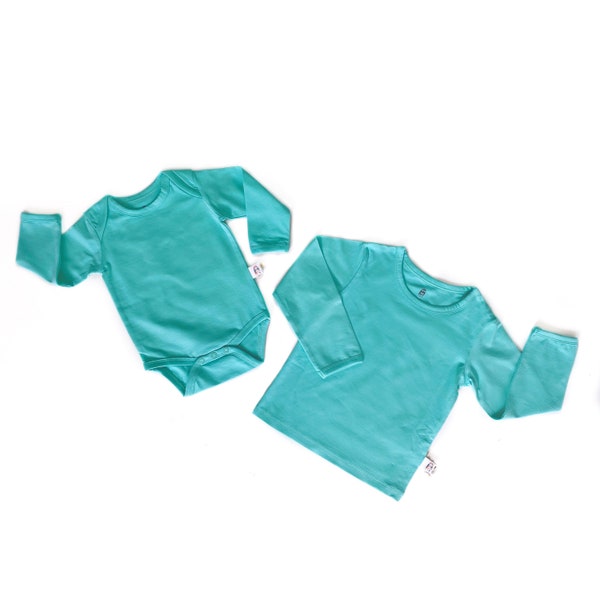 Débardeur en coton bio uni turquoise | Haut unisexe pour enfant | Vêtements éthiques