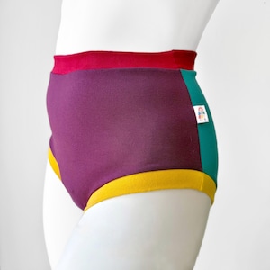 Colour Block High Waisted Adult Pants | Women&#39;s Knickers | Organic Cotton Underwear