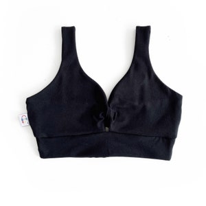 Plain Black Twist Front Bra