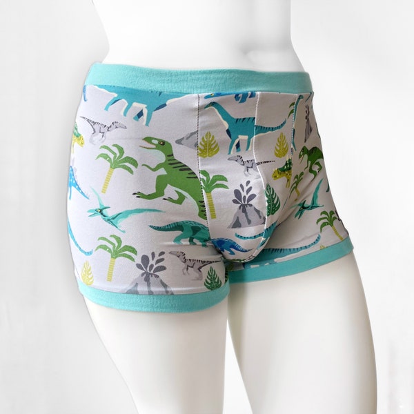 Boxer unisexe dinosaure | Pantalons pour hommes et femmes | Sous-vêtements en coton biologique