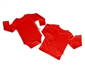 Plain Red Organic Cotton Baby Vest | Unisex Kids Top | Ethical Clothing