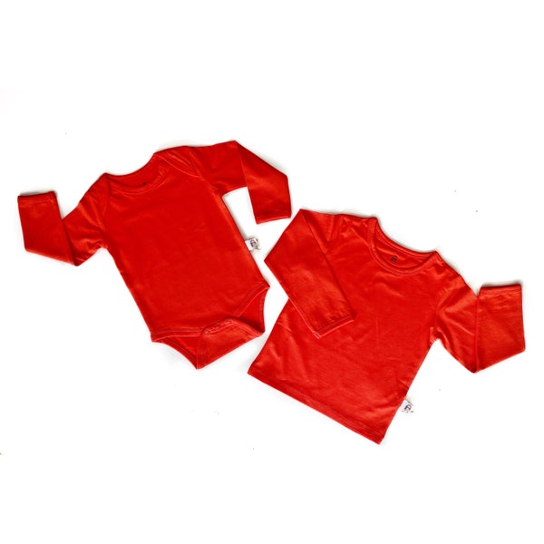 Plain Red Organic Cotton Baby Vest | Unisex Kids Top | Ethical Clothing