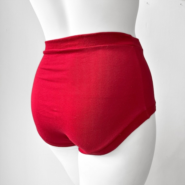 Red High Waisted Adult Pants | Women's Knickers | Organic Cotton Underwear