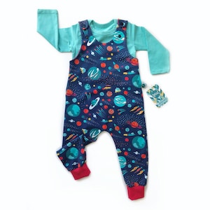 Peto orgánico espacial / Mameluco unisex para niños / Peto de bebé