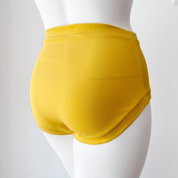 Yellow High Waisted Adult Pants | Women's Knickers | Organic Cotton Underwear