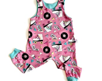 Rollerskate Organic Dungarees | Kids Unisex Romper | Baby Dungarees