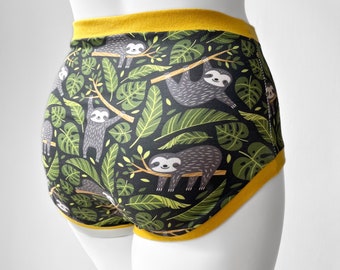 Sloth High Waisted Adult Pants | Women's Knickers | Organic Cotton Underwear