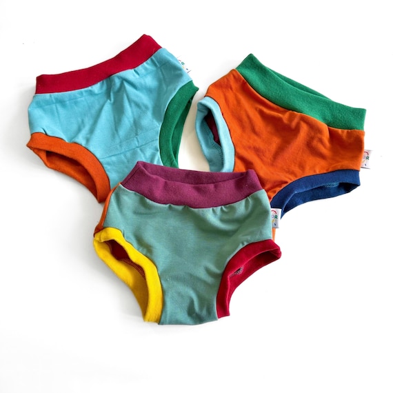 Children's Unisex Organic Colour Block Pants - Mixed Pack of 3 | Ethical Kids Underwear
