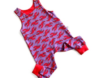 Lobster Organic Dungarees | Kids Unisex Romper | Baby Dungarees