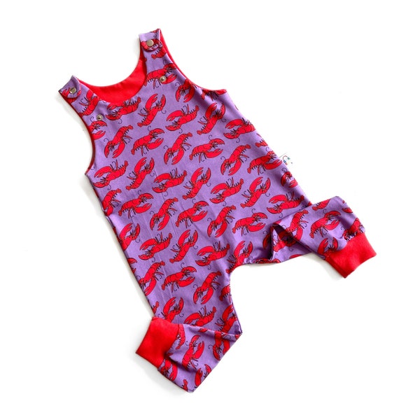 Lobster Organic Dungarees | Kids Unisex Romper | Baby Dungarees
