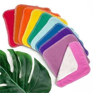 10 Organic Reusable Wipes | Plain Coloured Baby Wipes | New Baby Gift