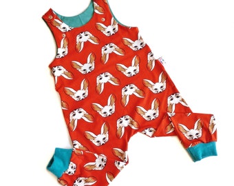 Fennec Fox Organic Dungarees | Kids Unisex Romper | Baby Dungarees