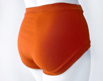 Pantalon adulte taille haute orange | Culottes pour femmes | Sous-vêtements en coton biologique