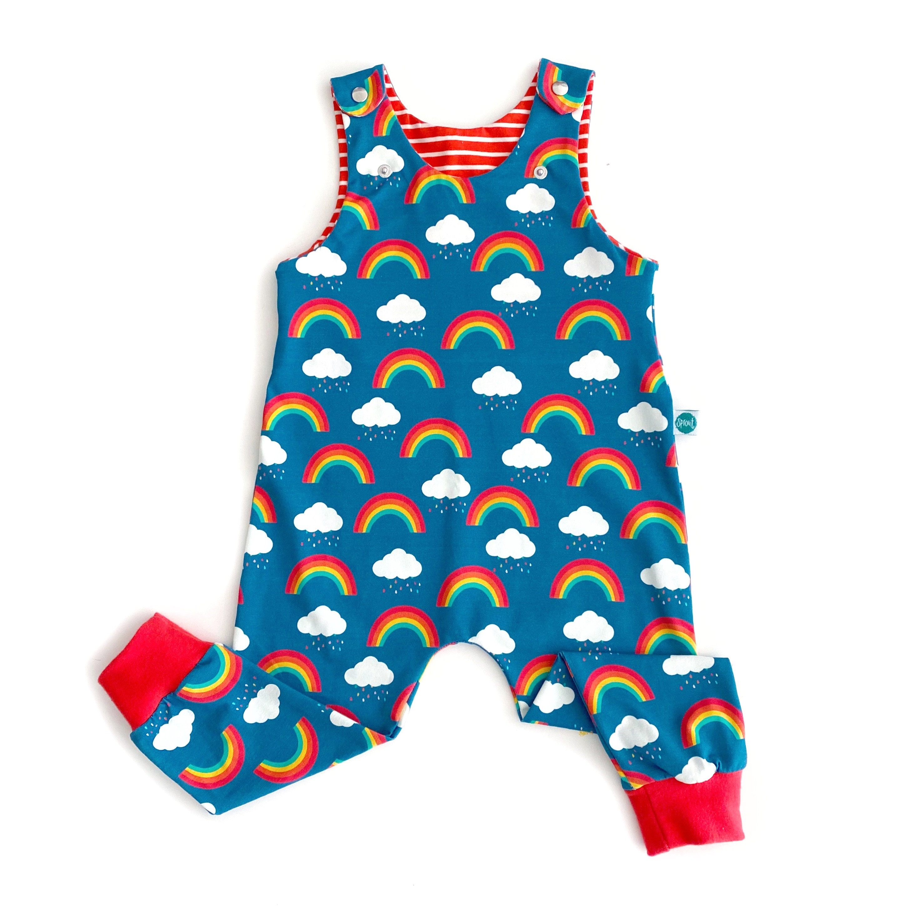 Rainbow Organic Dungarees Kids Unisex Romper Baby Dungarees