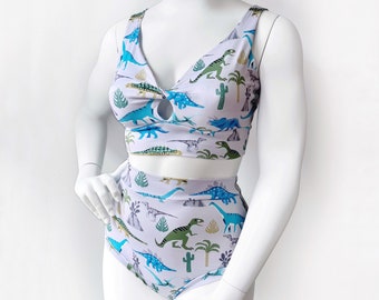 Dinosaur Bikini Top | Recycled Swimwear | Ethical Swimsuit