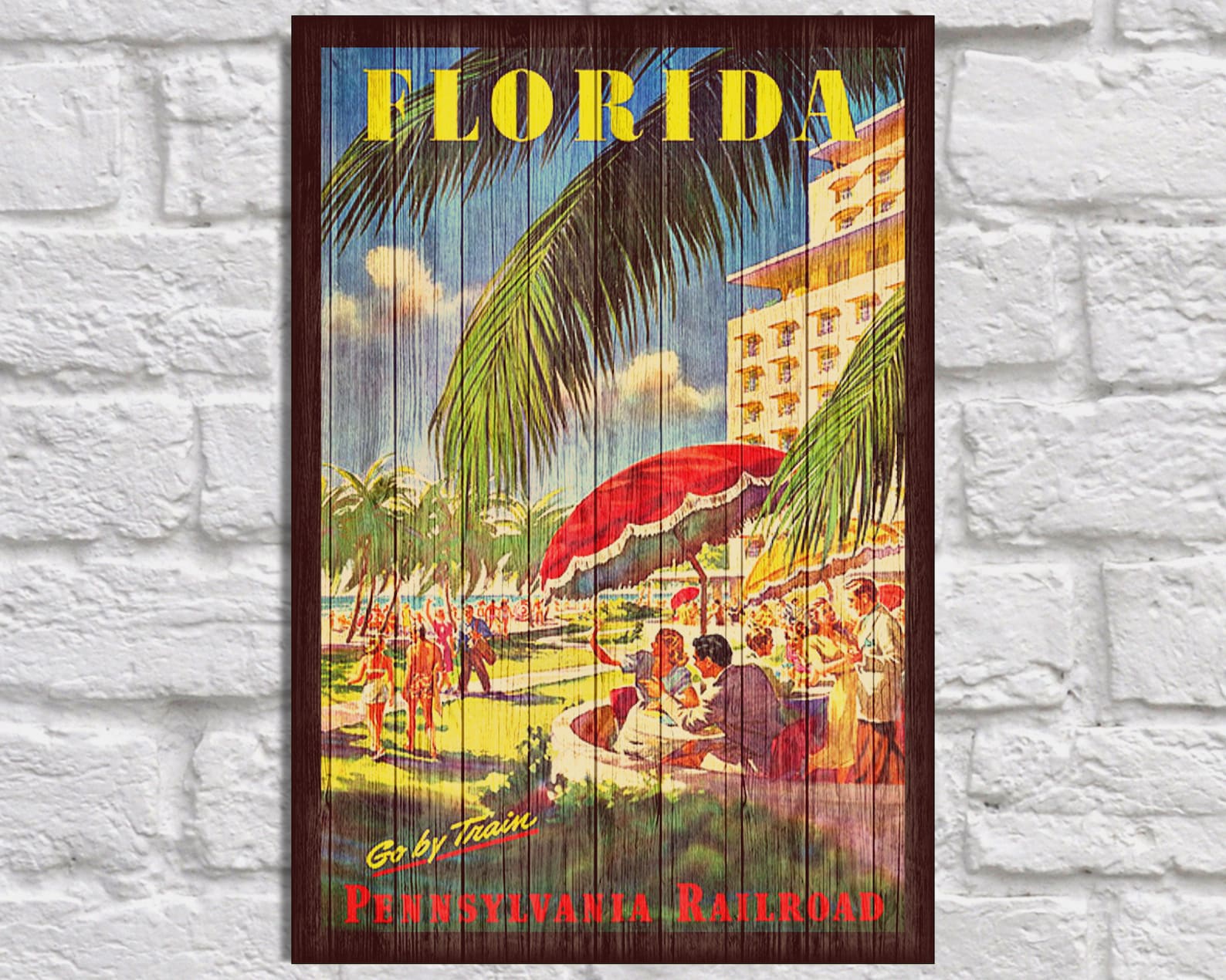 Florida Travel Poster Wood Wall Art Florida Vintage Travel Etsy