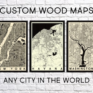 Custom Map Print Wood Wall Art Modern Maps City Maps Custom Map Wood Art Custom City Map Wood Wall Art Wood Map Wall Art City Map Wood Map