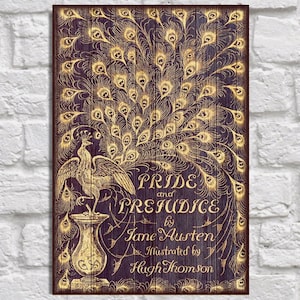 Jane Austen gift Pride and Prejudice print Wood wall art print Bookworm gift Book cover print gift for Women gift Panel effect Wood book art