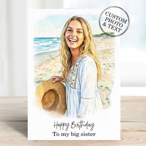 Custom Dad Portrait Gift | Personalized Birthday Card for Dad from Daughter, Son, Dog, Cat