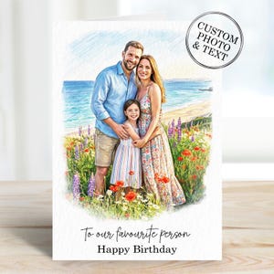 Looking for a special birthday card? Our custom portrait card is perfect for him or her! Personalize this unique gift for men, husband, brother, or dad. It's also a thoughtful choice for mum, wife, friend, or sister. Surprise your loved one with a one-of-a-kind card!