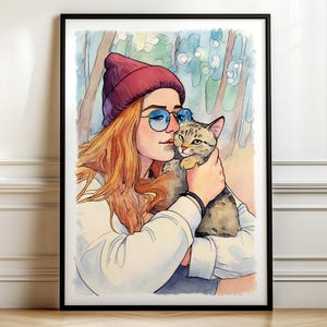 Custom Pet Dog Memorial Portrait Gift For Him / Her, Pet Dog Illustration From Photo, Pet Cat Painting Portrait, Custom Pet Picture Wall Art