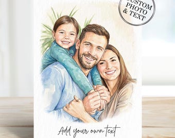 Custom Birthday Card For Him Her - Personalised Portrait Birthday Cards Gift Husband, Wife, Mum
