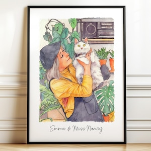 Benutzerdefinierte Haustier Hund Erinnerung Porträt Geschenk für Sie / Ihn, Haustier Illustration vom Foto, Haustier Katze Gemälde Porträt, Benutzerdefinierte Haustier Bild Wandkunst