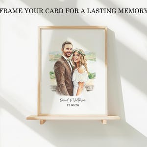 Celebrate love with a one-of-a-kind Custom Portrait Anniversary Card! The perfect personalized gift for couples, husbands, wives, and parents. Show your thoughtfulness with this unique and memorable card design. Surprise your loved ones with the best anniversary gift they'll cherish forever.