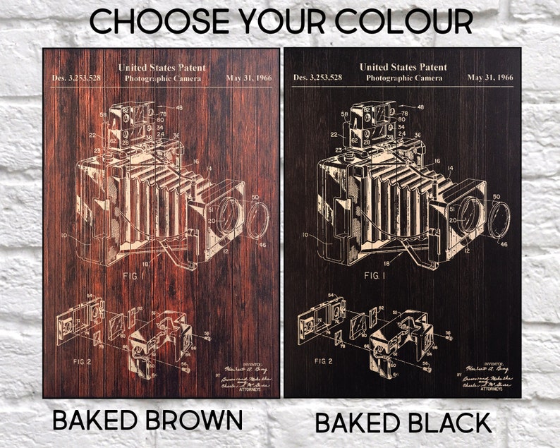 Camera Patent Print Gift Idea Vintage Camera Patent Decor Wood Etsy UK