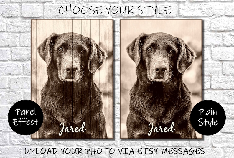 Pet Memorial Gift For Him Personalised Dog Portrait Gifts Pet Portrait Gifts For Him Dog Memorial Gift Pet Loss Gifts Wood photo Frames image 2