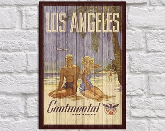 Los Angeles Gift for Him Travel Print Wood wall art Husband gift Travel Poster Sister gift Birthday gift for Women Panel effect Wood Print