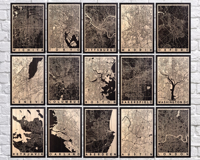 Office Decor Wood Wall Decor Custom Map Gift Office Wall Art | Etsy