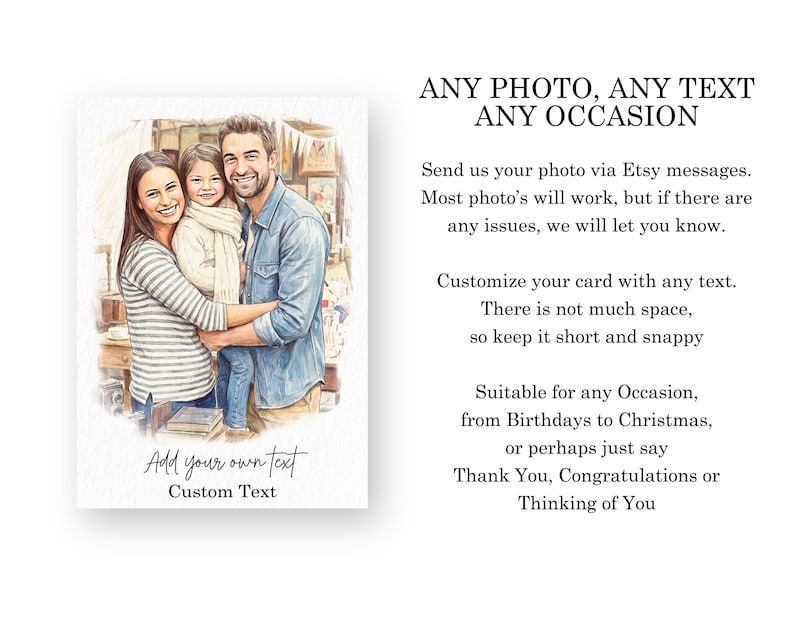 Celebrate love with our custom portrait anniversary card! The best personalized gift for couples, husbands, wives, and parents. Unique and memorable, this card is sure to make their anniversary extra special. Handmade with love just for you.