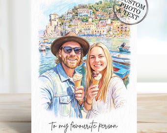 Custom Birthday Card For Him Her - Personalised Portrait Birthday Cards Gift Husband, Wife, Mum