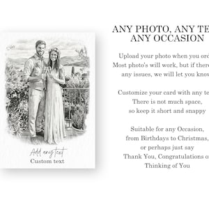 Looking for a special gift for a loved one? This custom portrait birthday card is the perfect choice! Personalize it for him or her - ideal for men like your husband, brother, or dad, and unique for women such as mum, wife, friend, or sister. Surprise them with a thoughtful and one-of-a-kind card they'll cherish forever.