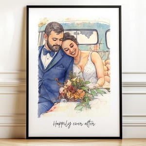 Personalized Wedding Gifts For The Couple, Custom Digital Wedding Picture From Photo, Watercolor Painting Husband and Wife Custom Portrait