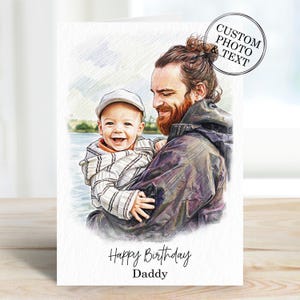 Celebrate Dad with our Custom Dad Portrait From Photo Gifts! This unique, personalised Daddy Birthday Card is perfect for daughters, sons, and kids to show their love. Whether he’s a proud dog or cat dad, our card adds a special touch to his special day. Each portrait captures cherished memories, making it a heartfelt gift from baby or child. Surprise him with a memorable keepsake that he will treasure forever! Order now to create a one-of-a-kind birthday greeting that’s just for him!