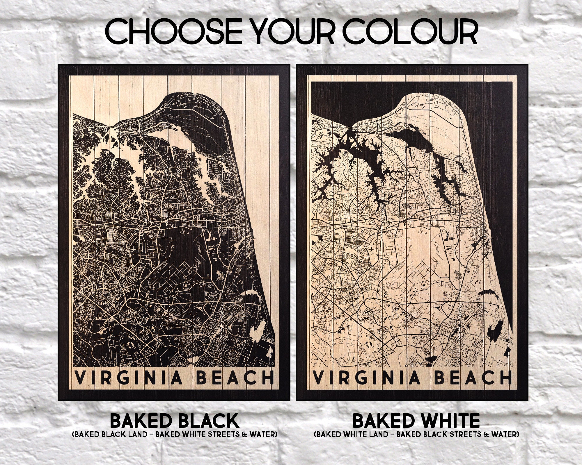 Virginia Beach Art Wood Wall Art Prints Custom Map Of Virginia | Etsy