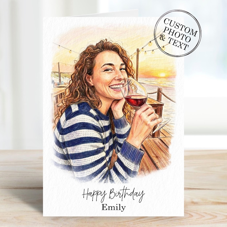 Celebrate your mum like never before with our Custom Mum Portrait Photo Gifts! Perfect for birthdays or special occasions, this personalised Happy Mummy Birthday Card from Daughter, Son, or even your beloved Pet, adds a heartfelt touch to your gift. Simply send us a cherished photo, and we'll transform it into a beautiful artwork that captures her essence. Make her day memorable with a unique present she'll treasure forever! Order now and make her smile with love!