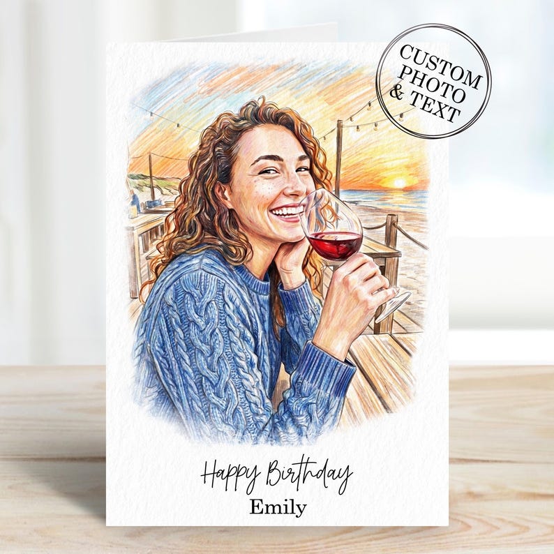 Celebrate special moments with our Custom Portrait Birthday Card, perfect for everyone! This personalized card gift makes a thoughtful surprise for your husband, wife, mum, or dad. Each card features a unique illustration that captures their essence, making it a keepsake they'll cherish. Send your love with a personal touch on their special day! Choose your style and provide a photo for a beautifully crafted, one-of-a-kind birthday card that expresses your heartfelt wishes. Order yours today!