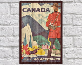 Canada Travel Poster Wood wall art decor Retro Travel Poster Gift Home decor Gift Housewarming gift for Couples Panel effect Wood Print