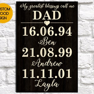 Fathers Day Gift From Son Personalized Gifts For Dad From Wife Personalized Father's Day Gift From Daughter Gift From Kids Panel Effect Sign