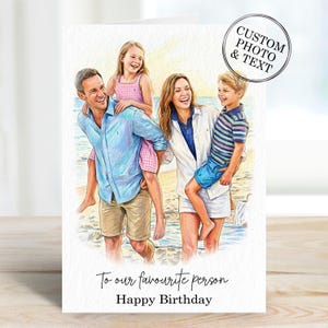Celebrate Dad with our Custom Dad Portrait Photo Gifts! This unique and heartfelt keepsake makes the perfect Personalized Daddy Birthday Card, whether from a loving daughter, son, dog, or cat. Each portrait captures special moments, transforming cherished photos into one-of-a-kind artwork. Ideal for birthdays, Father’s Day, or any occasion that celebrates your amazing dad! Surprise him with a meaningful gift that he will treasure forever. Order yours today to create lasting memories!