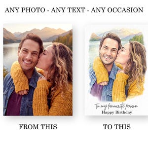 Looking for a special touch for a loved one's birthday? Our custom portrait birthday card is the perfect choice! Personalized for him or her, this unique card is a thoughtful gift for men, husband, brother, dad, mum, wife, friend, or sister. Surprise them with a one-of-a-kind card they'll cherish!